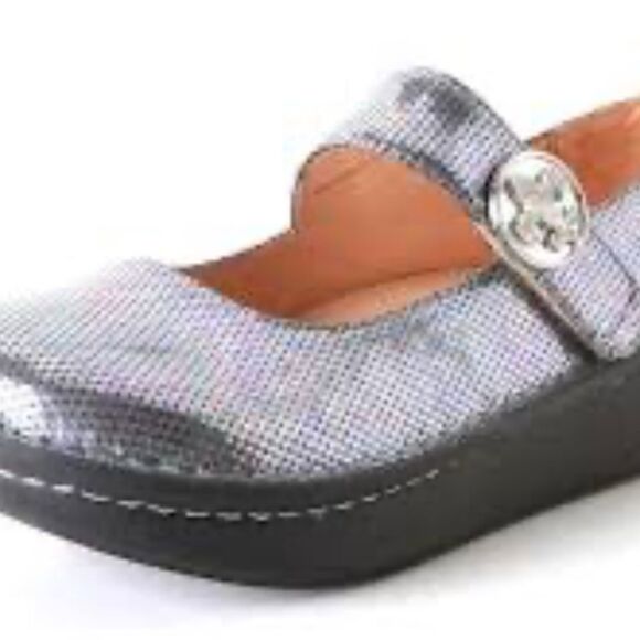 Alegria Shimmering Silver Loafers - Picture 1 of 12